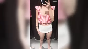 Korean Horny Girl Ex-Wife Touches Skinny Body In Changing Room