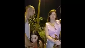 Foursome two whores oral sex in the park