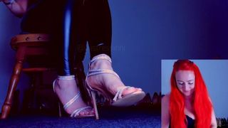 Foot diva is teasing you today by putting on her feet incredible attractive open strappy heel sandals