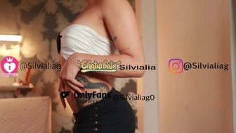 @Silvialiag - Shaved tattooed Hispanic with huge behind and pierced gets naked to fuck with a humongous prick