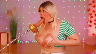 Fast throat fuck and squeezing my enormous melons