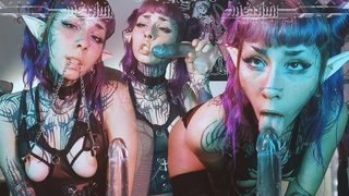 this succubus needs to lick your dick! nipple clamps + bj