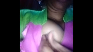 Indian fine teenie giving her giant ebony nipples oil massage