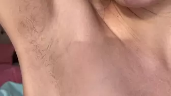 Hairy armpits up close on web camera!